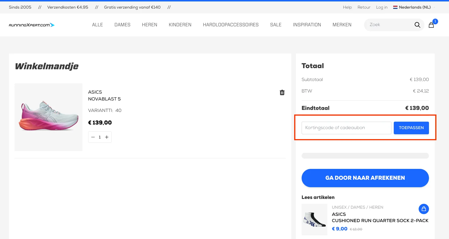 Hoe gebruik je de kortingscode - Runningxpert