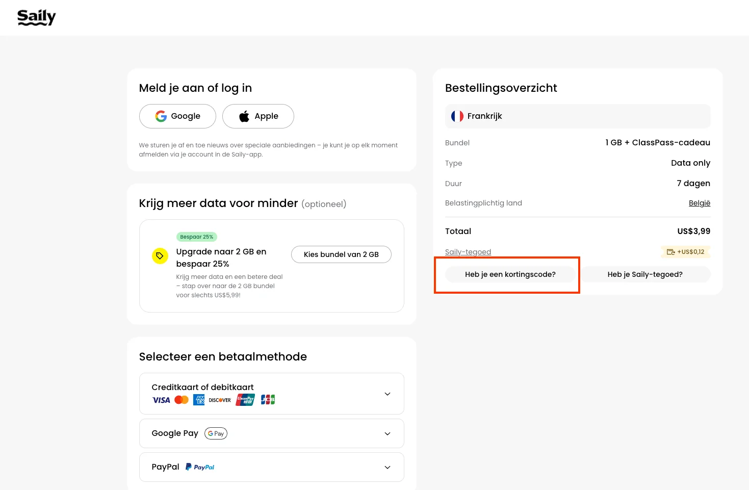 Hoe gebruik je de kortingscode - Saily