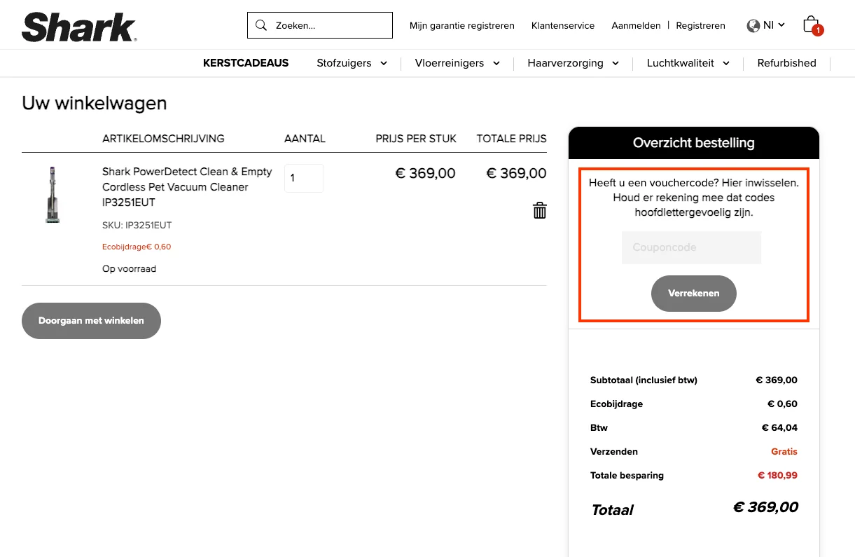 Hoe gebruik je de kortingscode - Shark