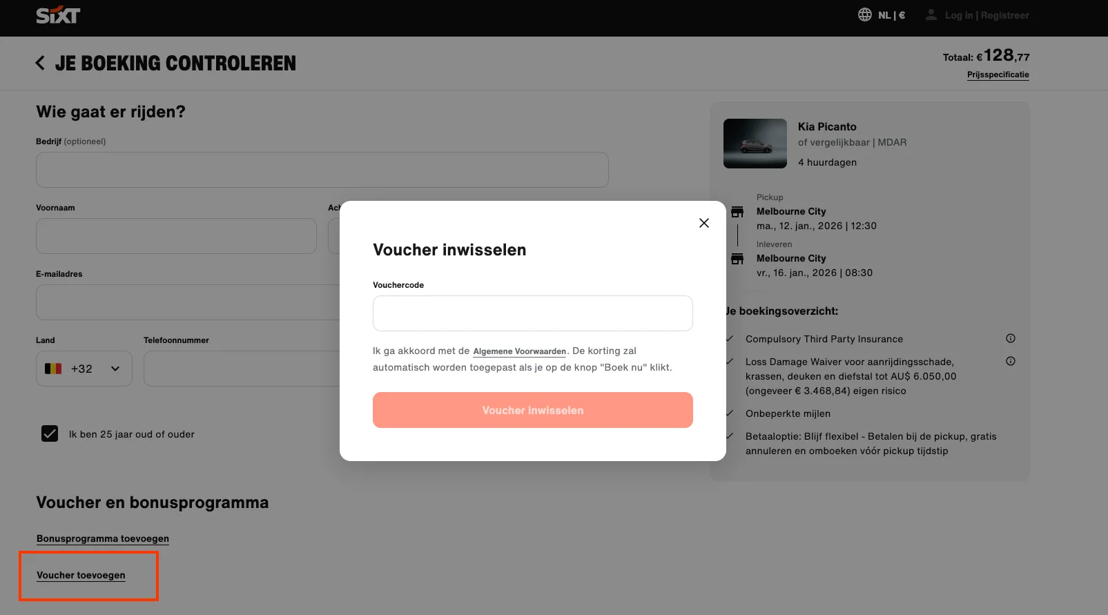 Hoe gebruik je de kortingscode - Sixt