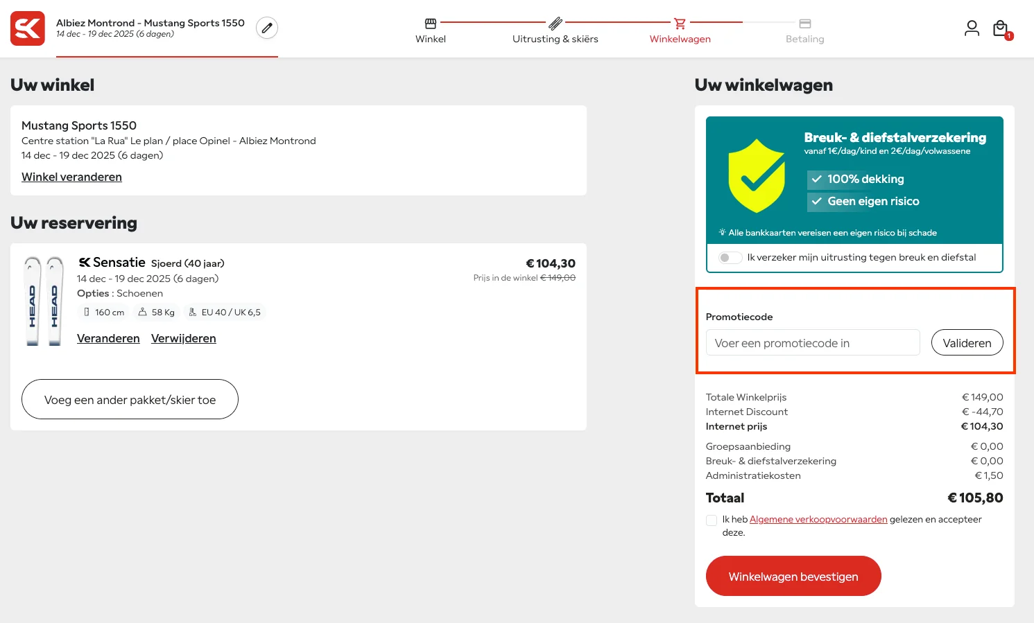 Hoe gebruik je de kortingscode - SkiSet
