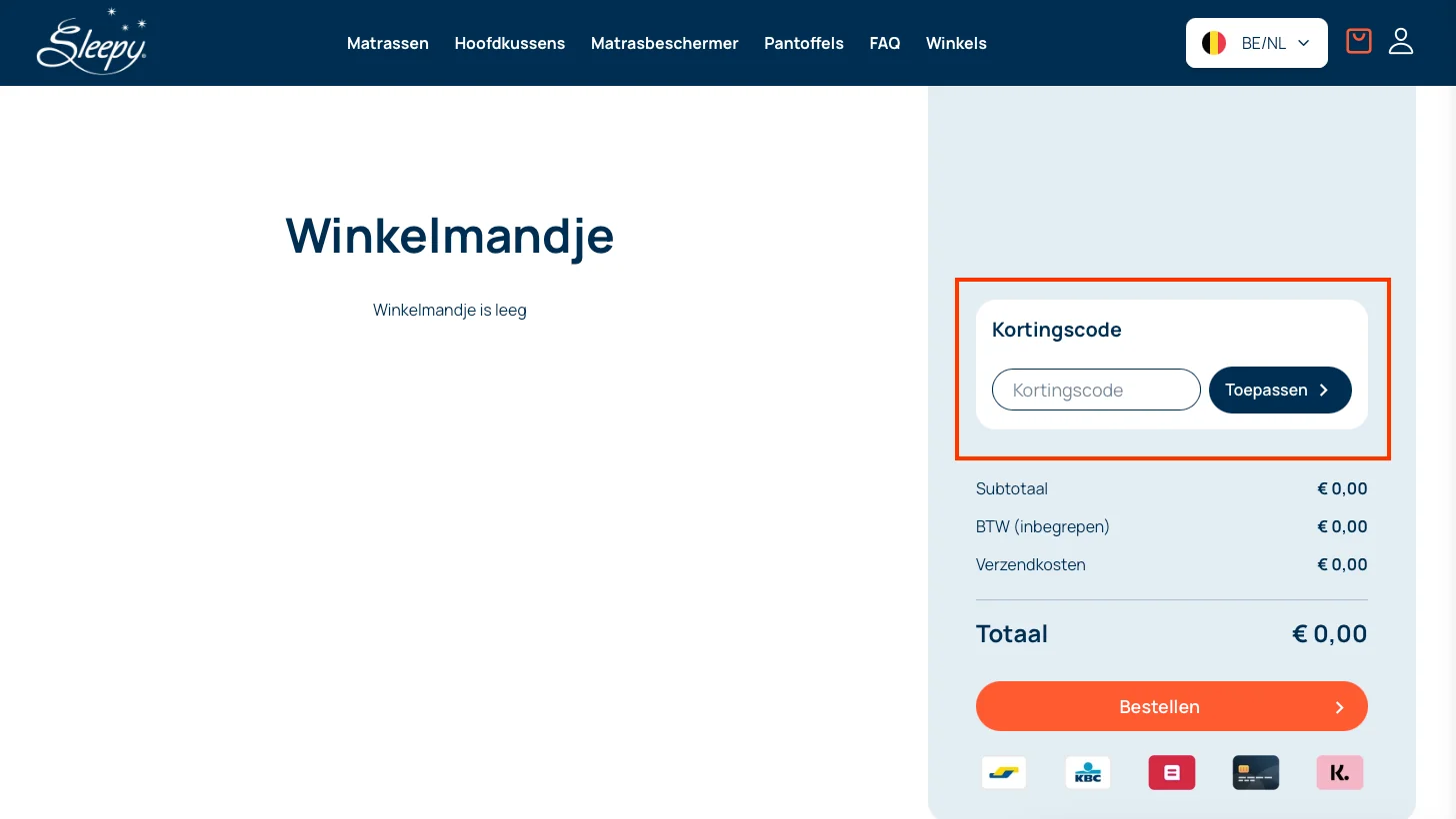 Hoe gebruik je de kortingscode - Sleepy