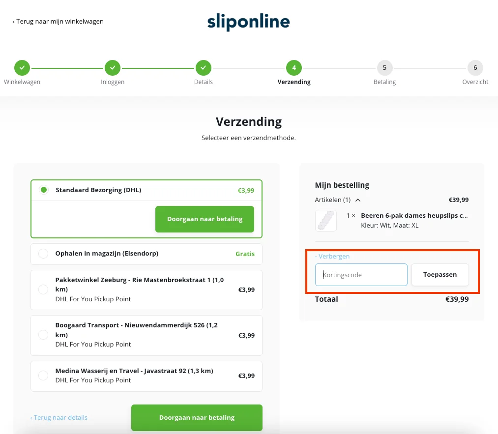 Hoe gebruik je de kortingscode - Sliponline