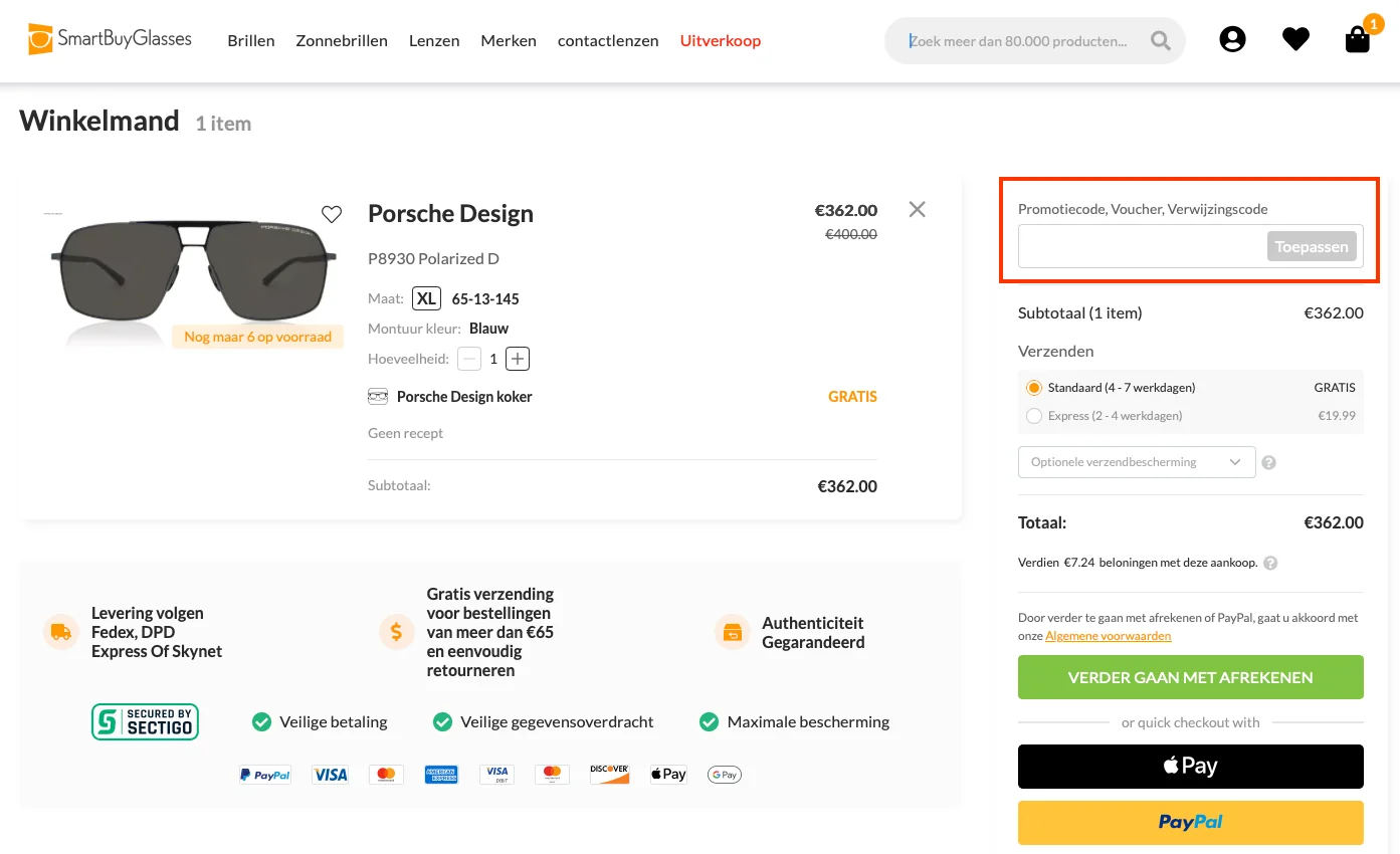 Hoe gebruik je de kortingscode - SmartBuyGlasses