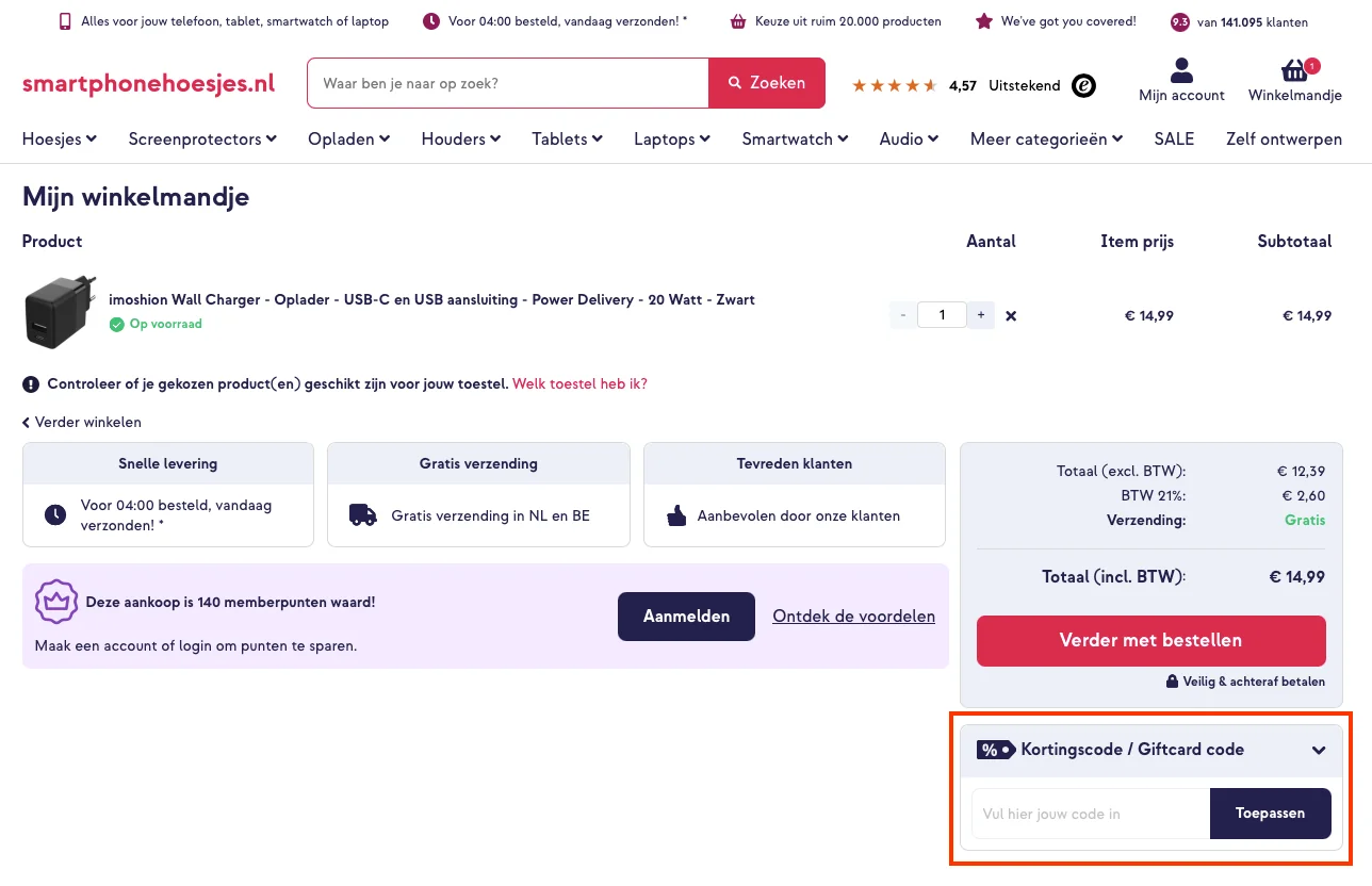 Hoe gebruik je de kortingscode - Smartphonehoesjes