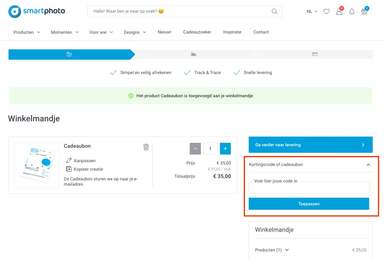 Hoe gebruik je de kortingscode - Smartphoto