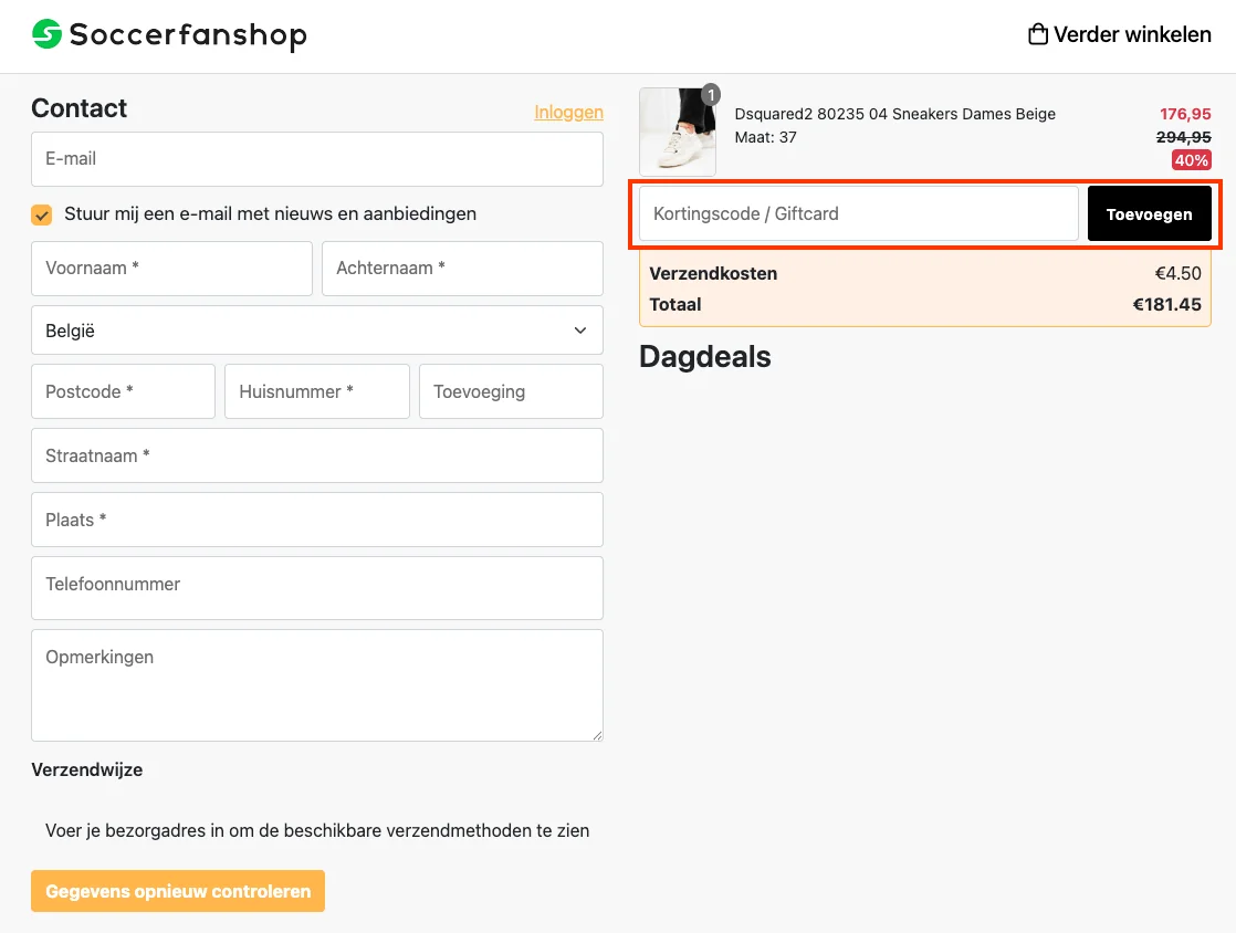 Hoe gebruik je de kortingscode - Soccerfanshop
