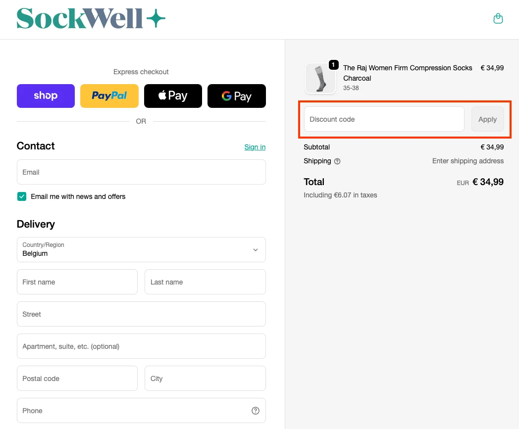 Hoe gebruik je de kortingscode - Sockwell