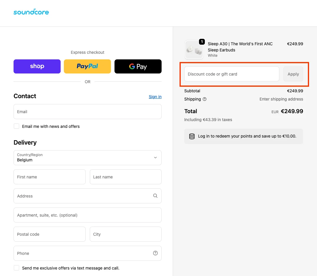 Hoe gebruik je de kortingscode - Soundcore