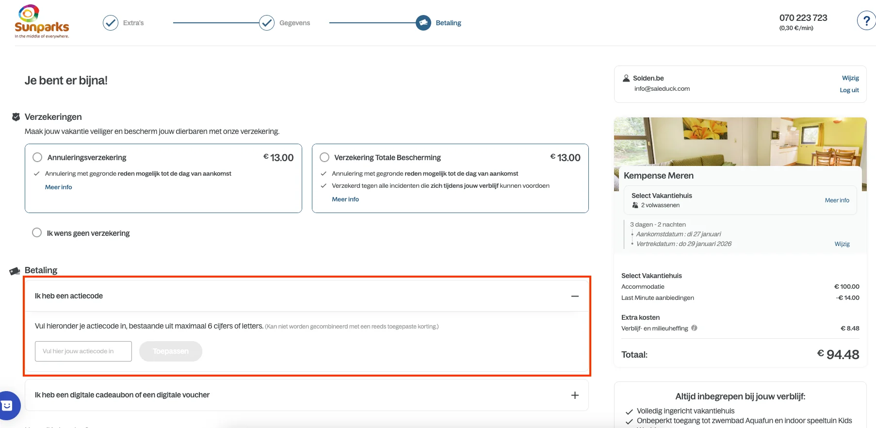 Hoe gebruik je de kortingscode - Sunparks
