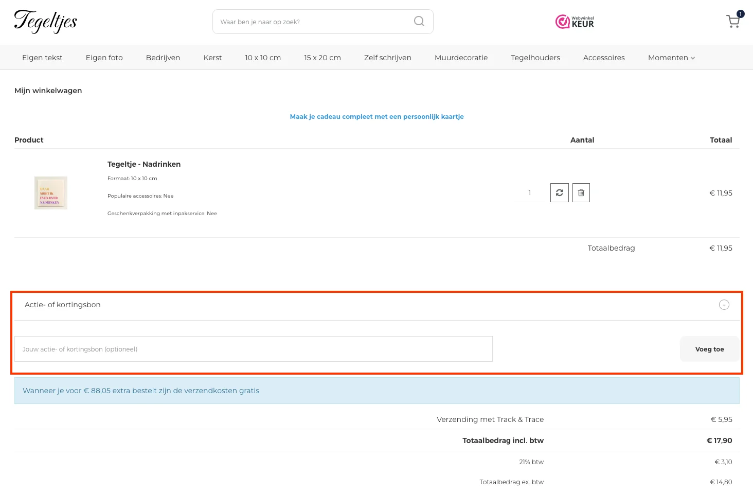 Hoe gebruik je de kortingscode - Tegeltjes