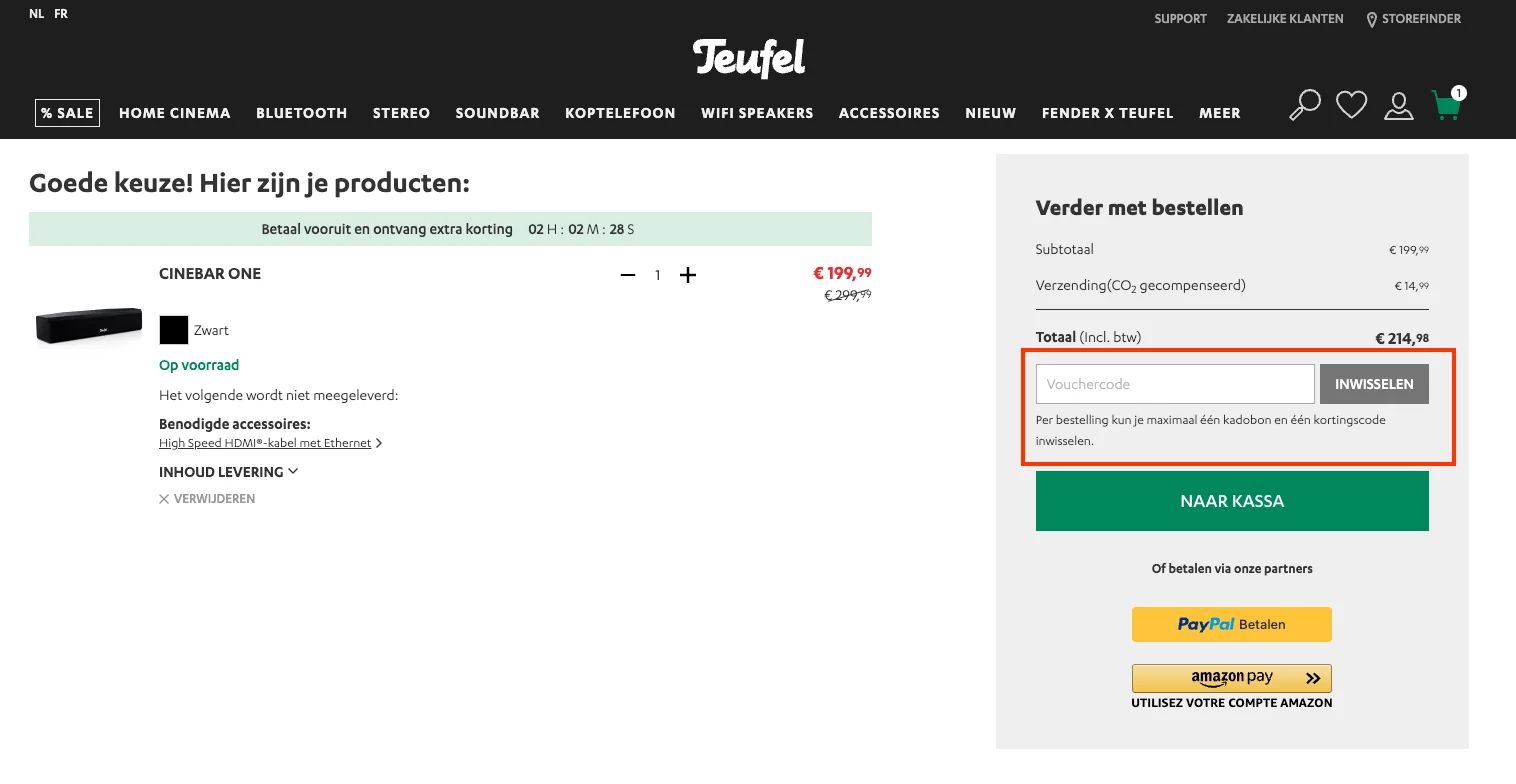 Hoe gebruik je de kortingscode - Teufel