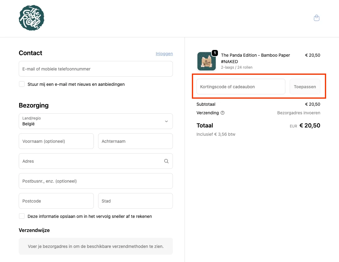 Hoe gebruik je de kortingscode - The Good Roll
