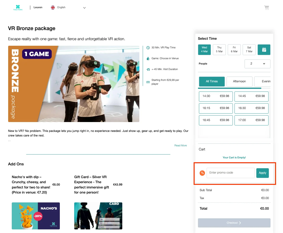 Hoe gebruik je de kortingscode - The Park Playground