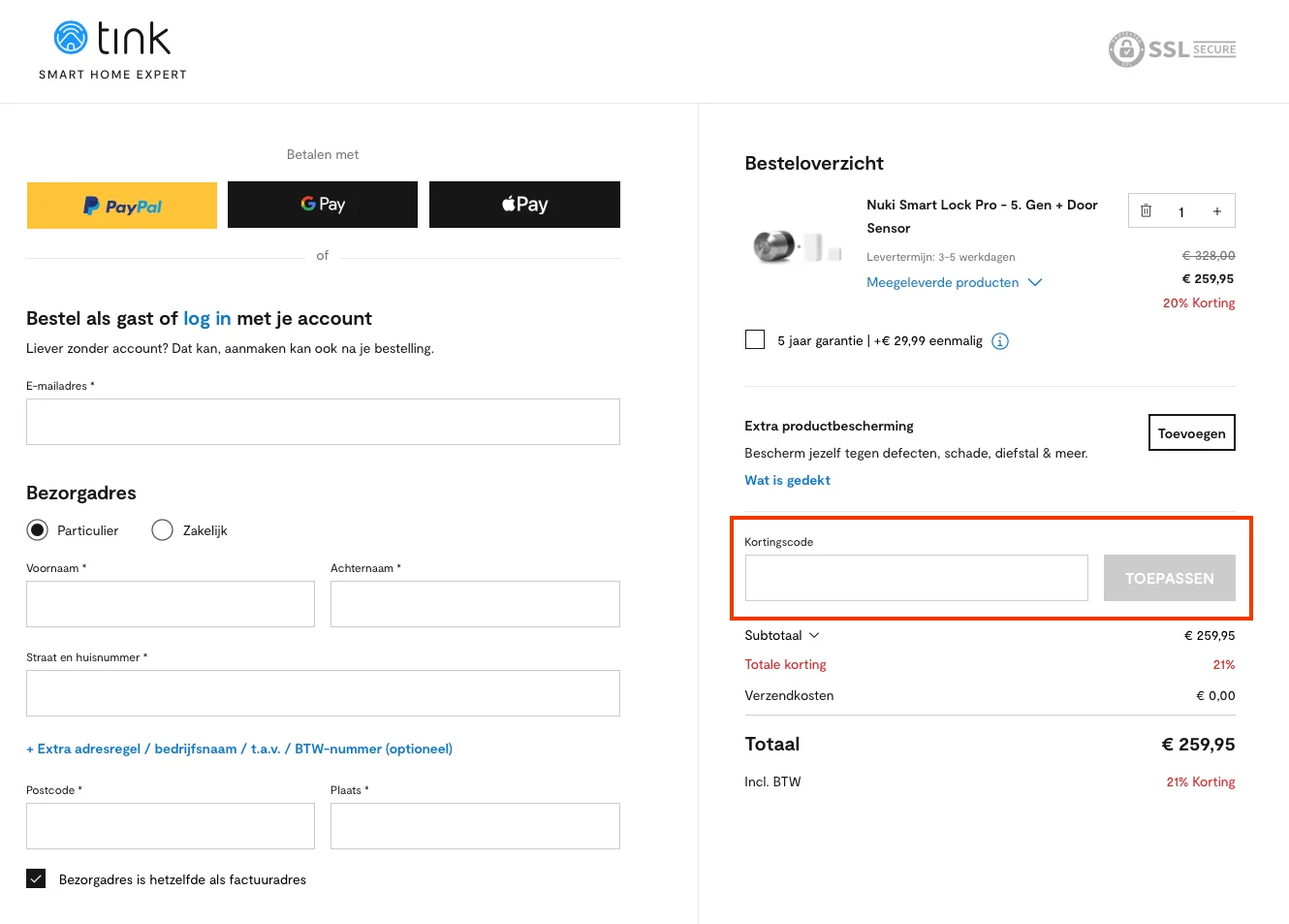 Hoe gebruik je de kortingscode - tink
