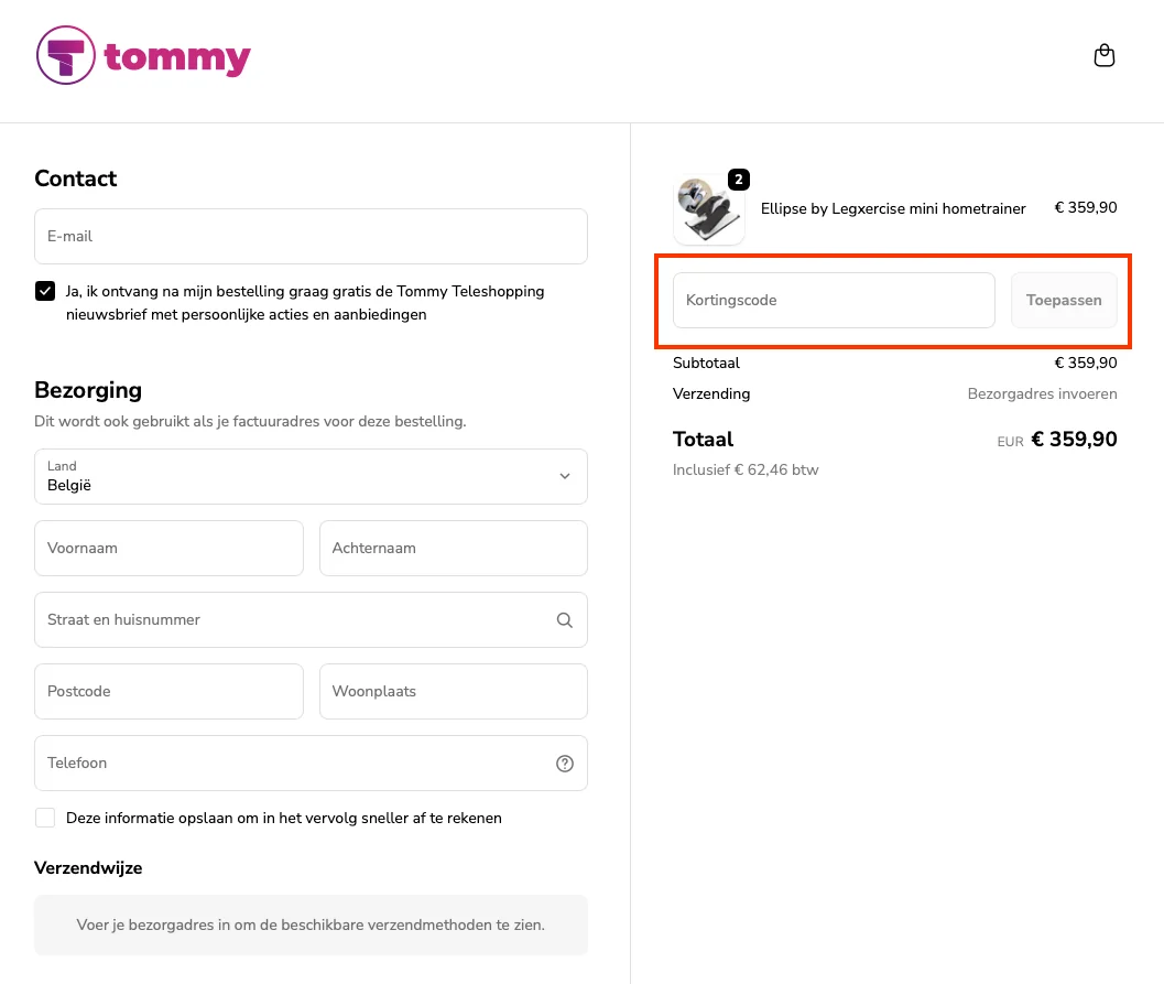 Hoe gebruik je de kortingscode - Tommy Teleshopping