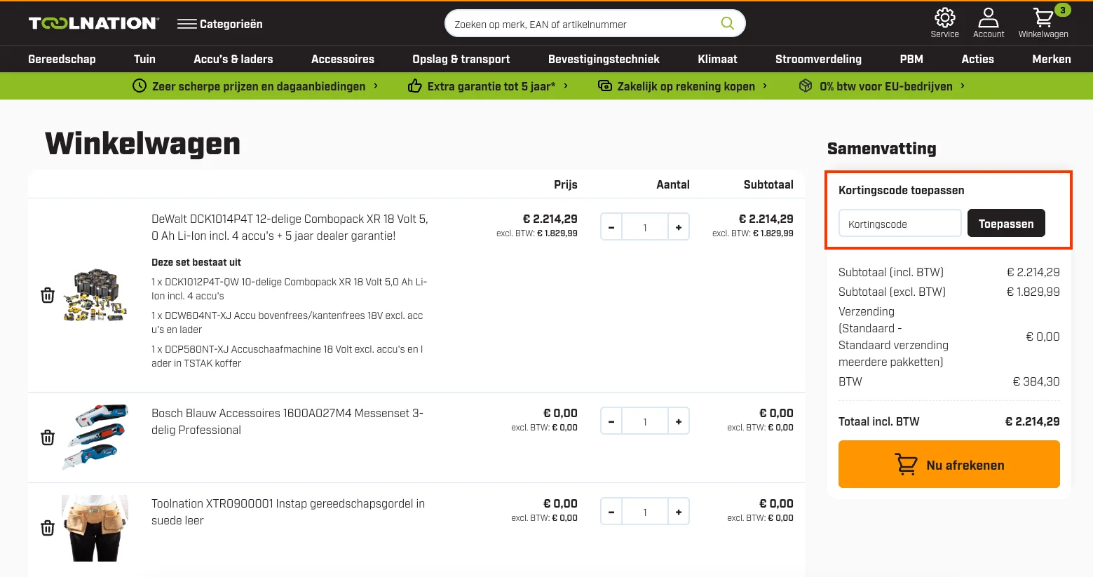 Hoe gebruik je de kortingscode - Toolnation