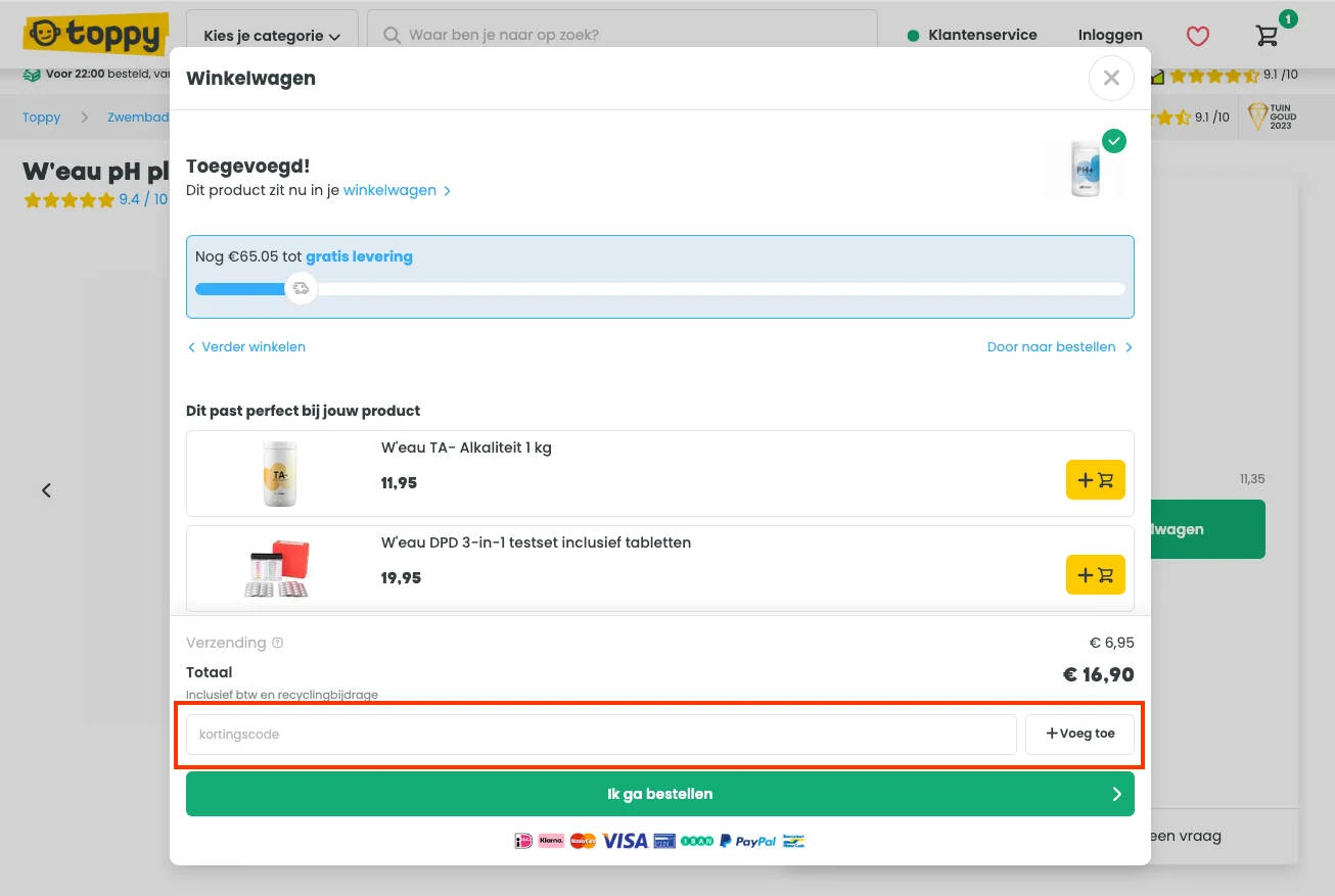Hoe gebruik je de kortingscode - Toppy