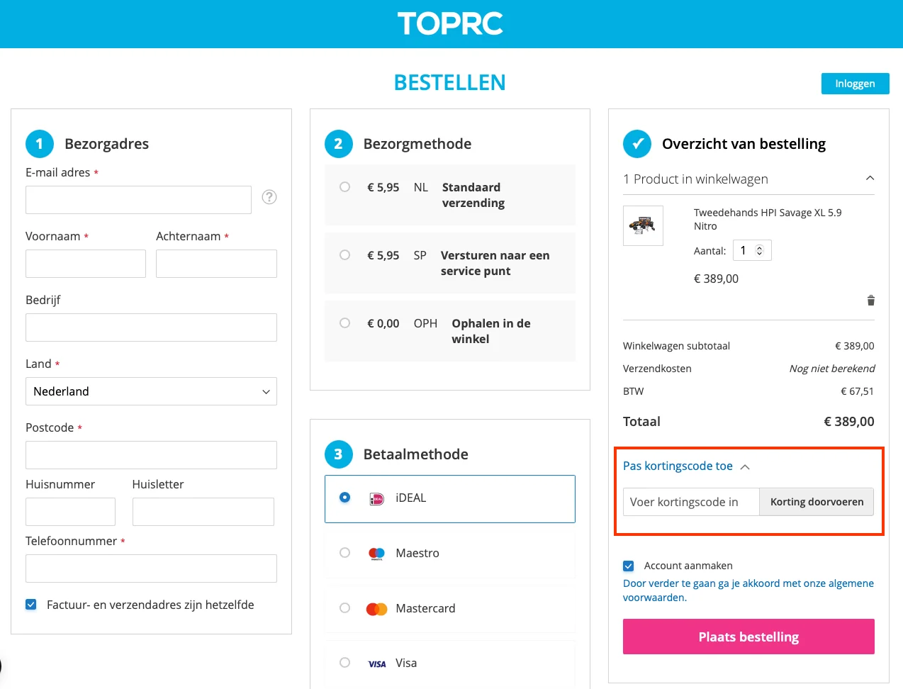 Hoe gebruik je de kortingscode - Toprc