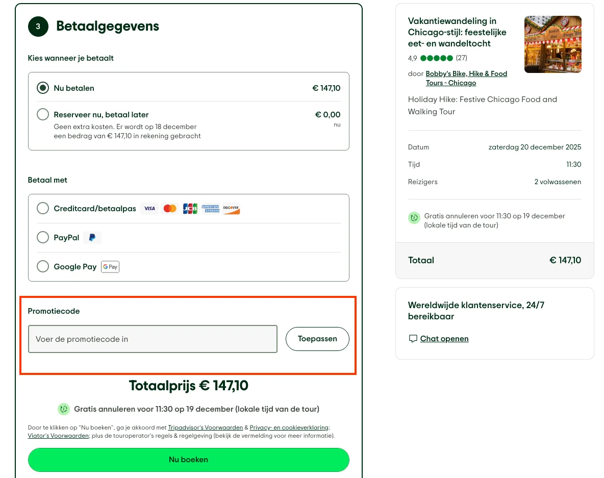 Hoe gebruik je de kortingscode - Tripadvisor