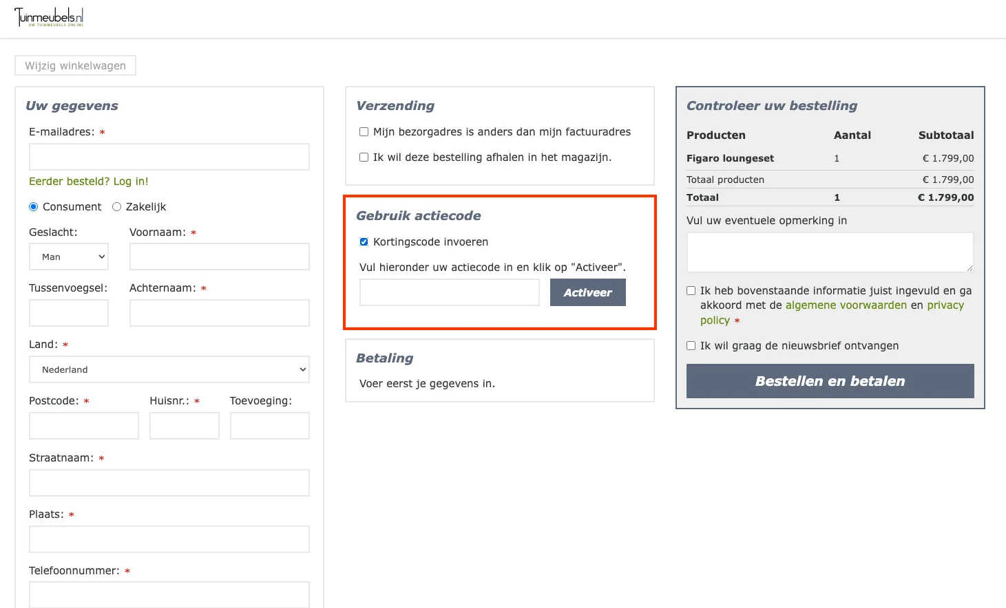 Hoe gebruik je de kortingscode - tuinmeubels