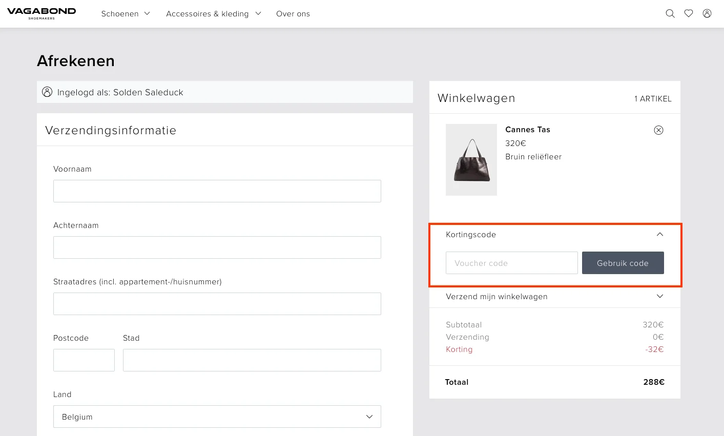 Hoe gebruik je de kortingscode - Vagabond