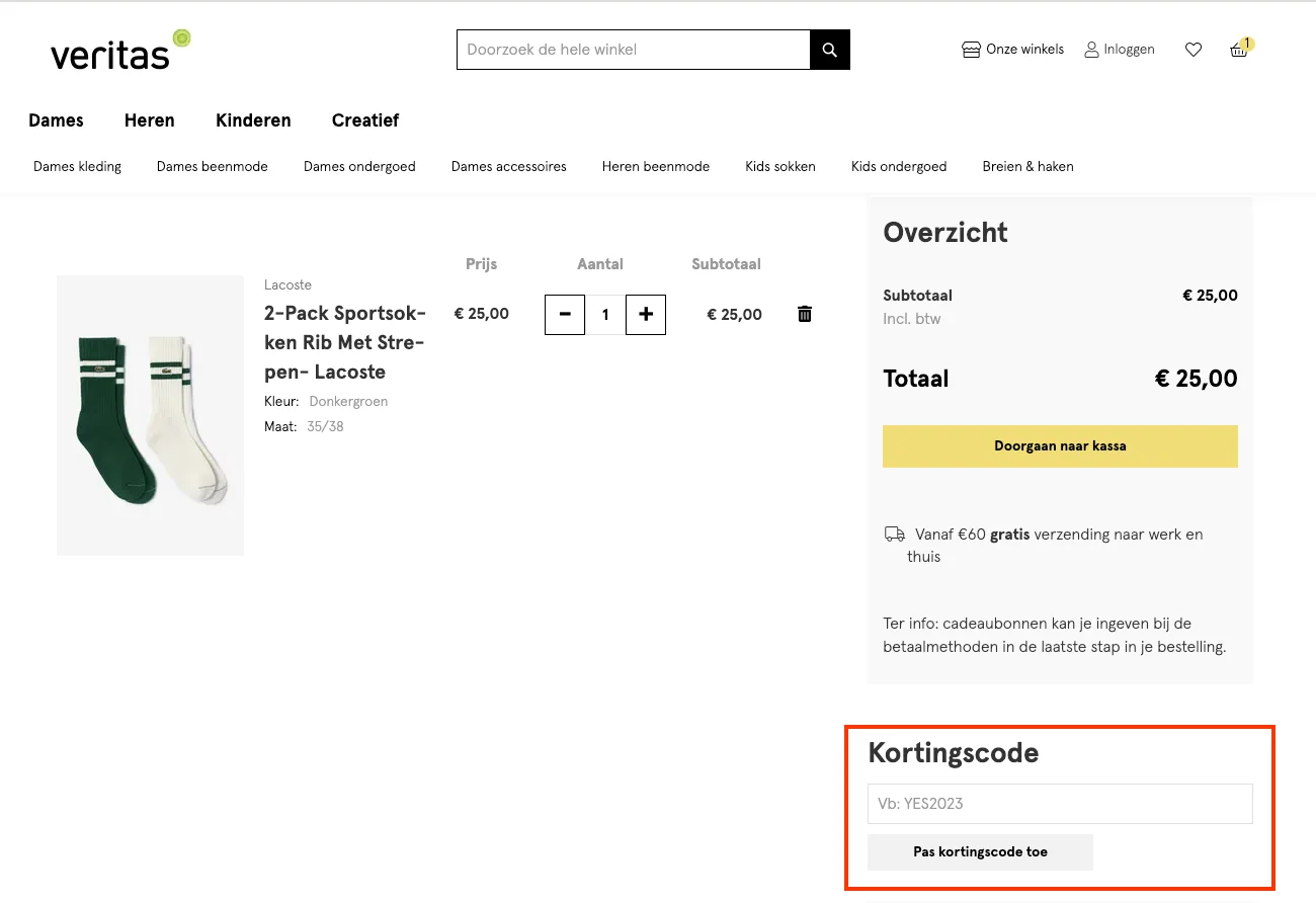 Hoe gebruik je de kortingscode - Veritas