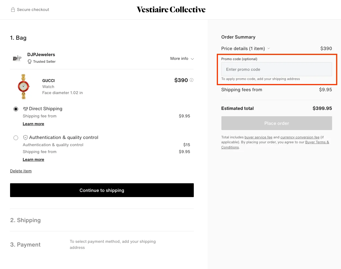 Hoe gebruik je de kortingscode - Vestiaire Collective