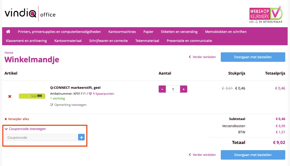Hoe gebruik je de kortingscode - Vindiq Office