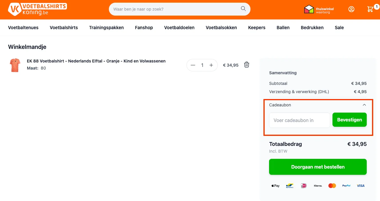 Hoe gebruik je de kortingscode - Voetbalshirtskoning