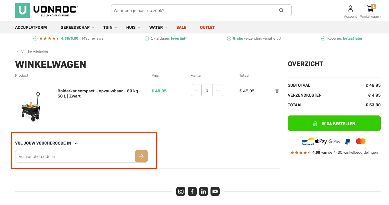 Hoe gebruik je de kortingscode - Vonroc