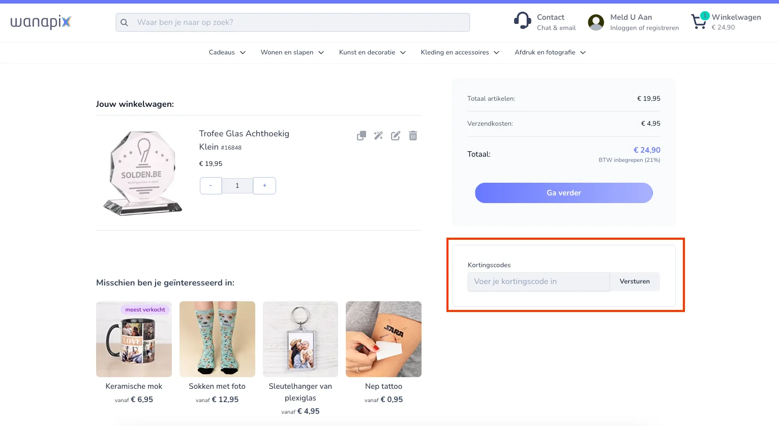 Hoe gebruik je de kortingscode - Wanapix