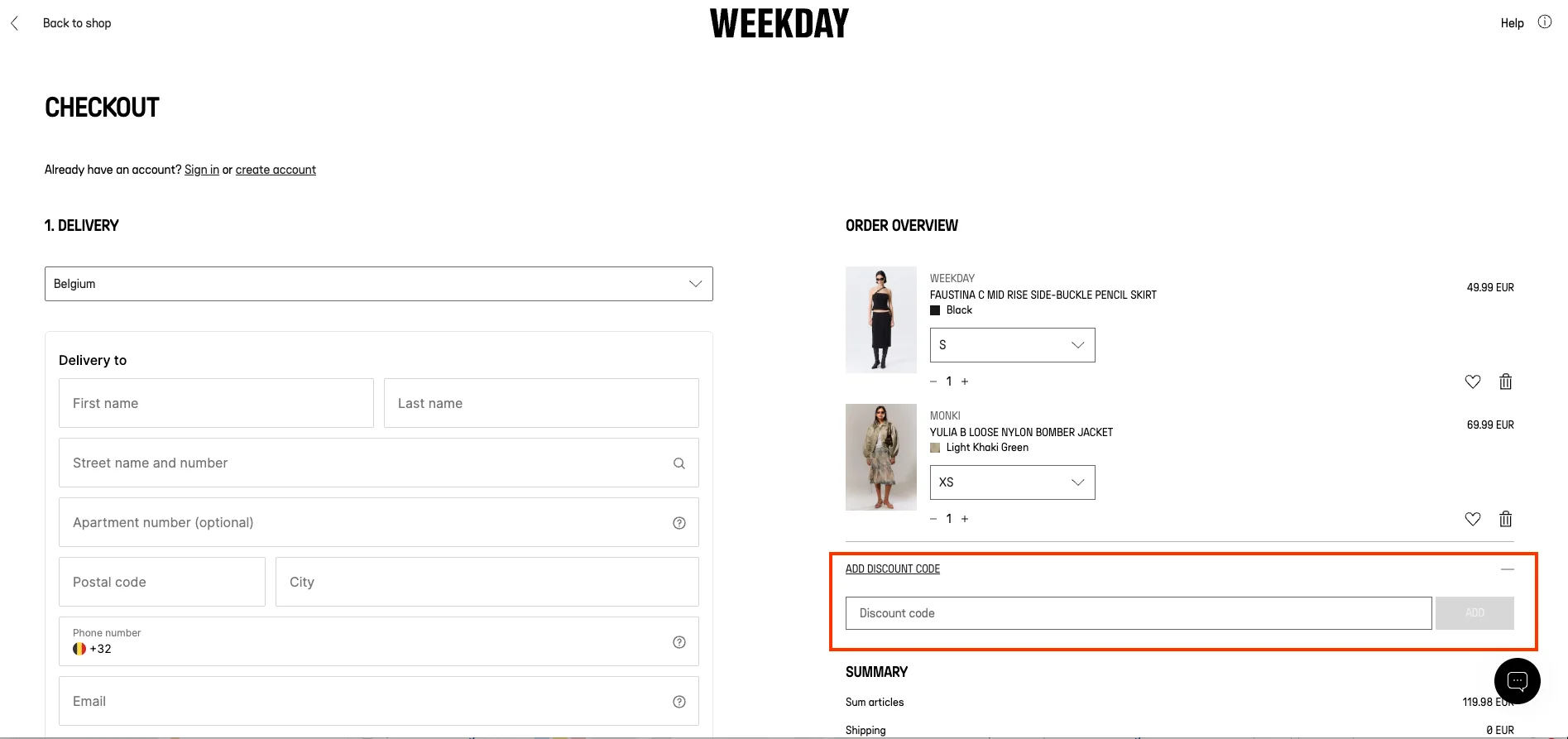 Hoe gebruik je de kortingscode - Weekday
