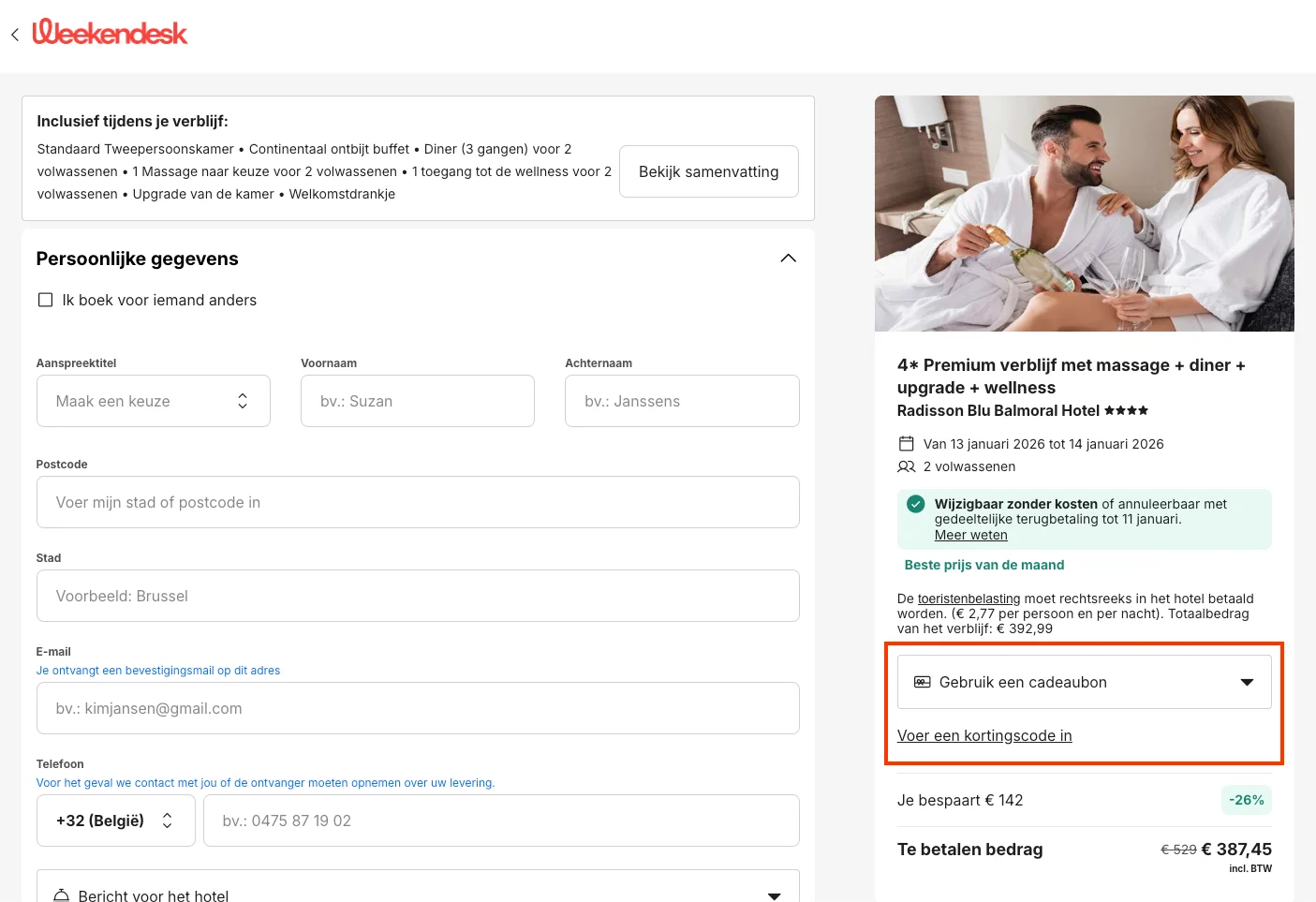 Hoe gebruik je de kortingscode - Weekendesk