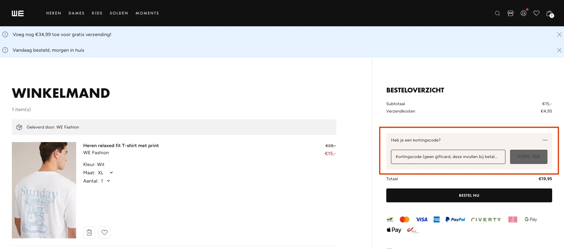 Hoe gebruik je de kortingscode - WE Fashion