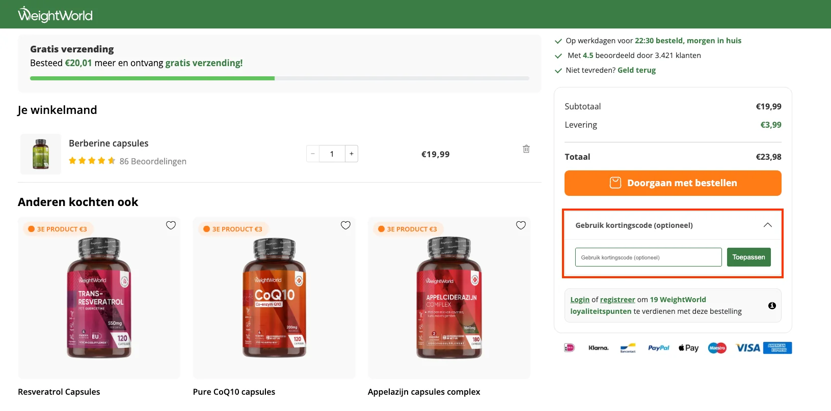 Hoe gebruik je de kortingscode - Weightworld