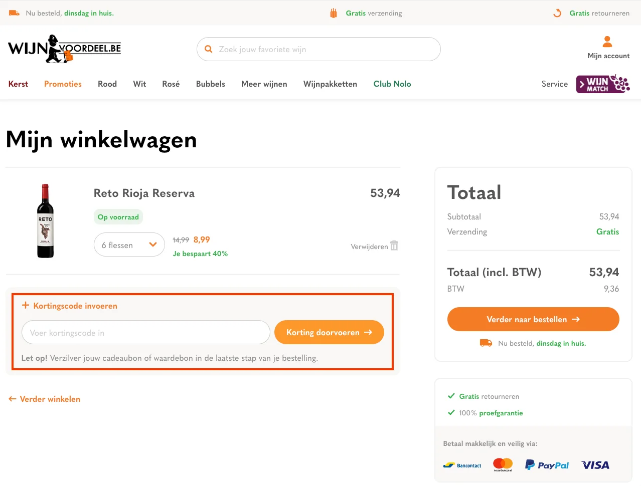 Hoe gebruik je de kortingscode - Wijnvoordeel