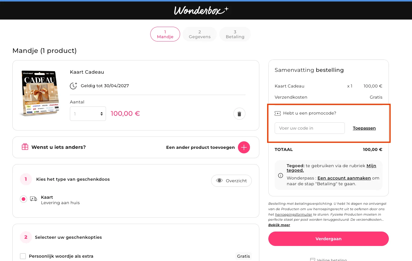 Hoe gebruik je de kortingscode - Wonderbox