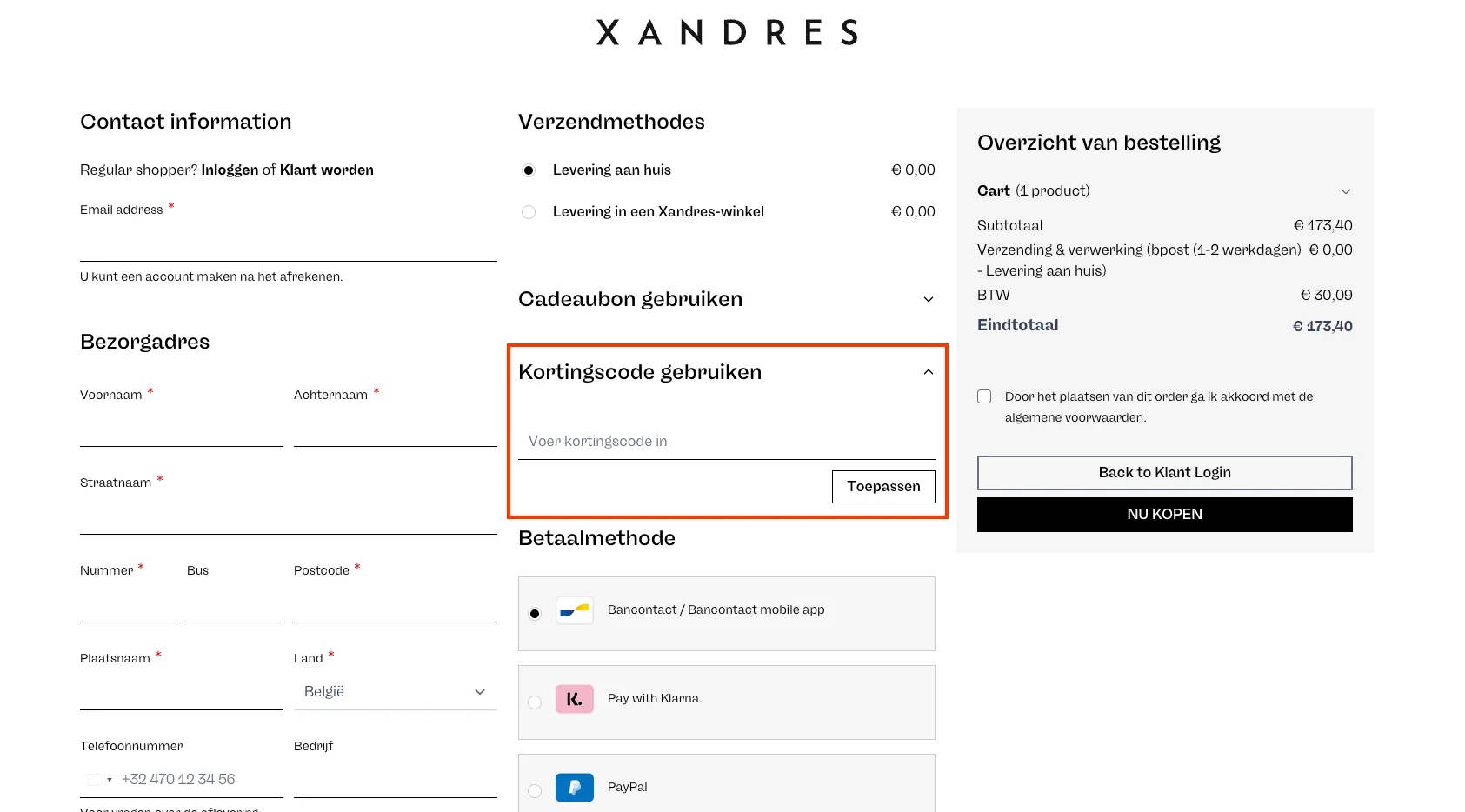 Hoe gebruik je de kortingscode - Xandres