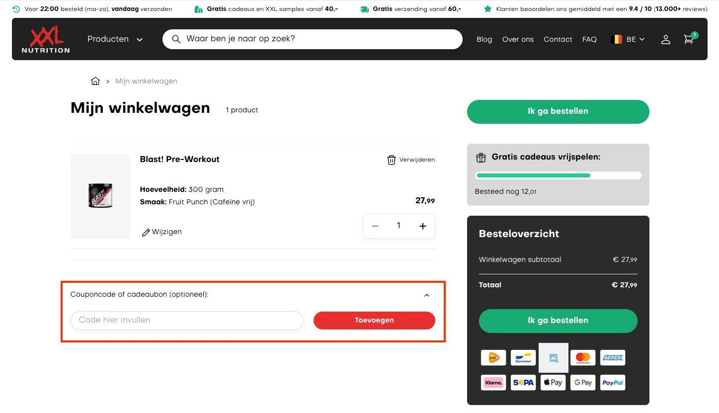 Hoe gebruik je de kortingscode - XXL Nutrition
