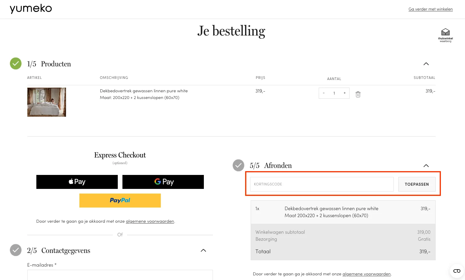 Hoe gebruik je de kortingscode - Yumeko
