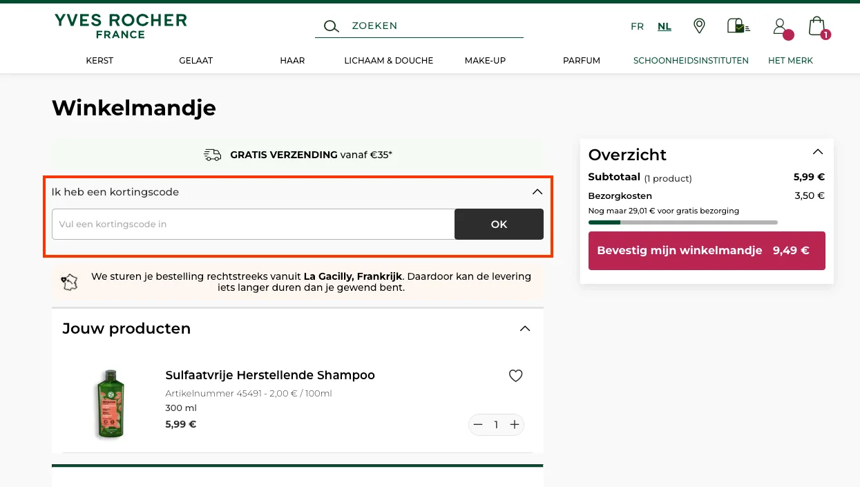 Hoe gebruik je de kortingscode - Yves Rocher
