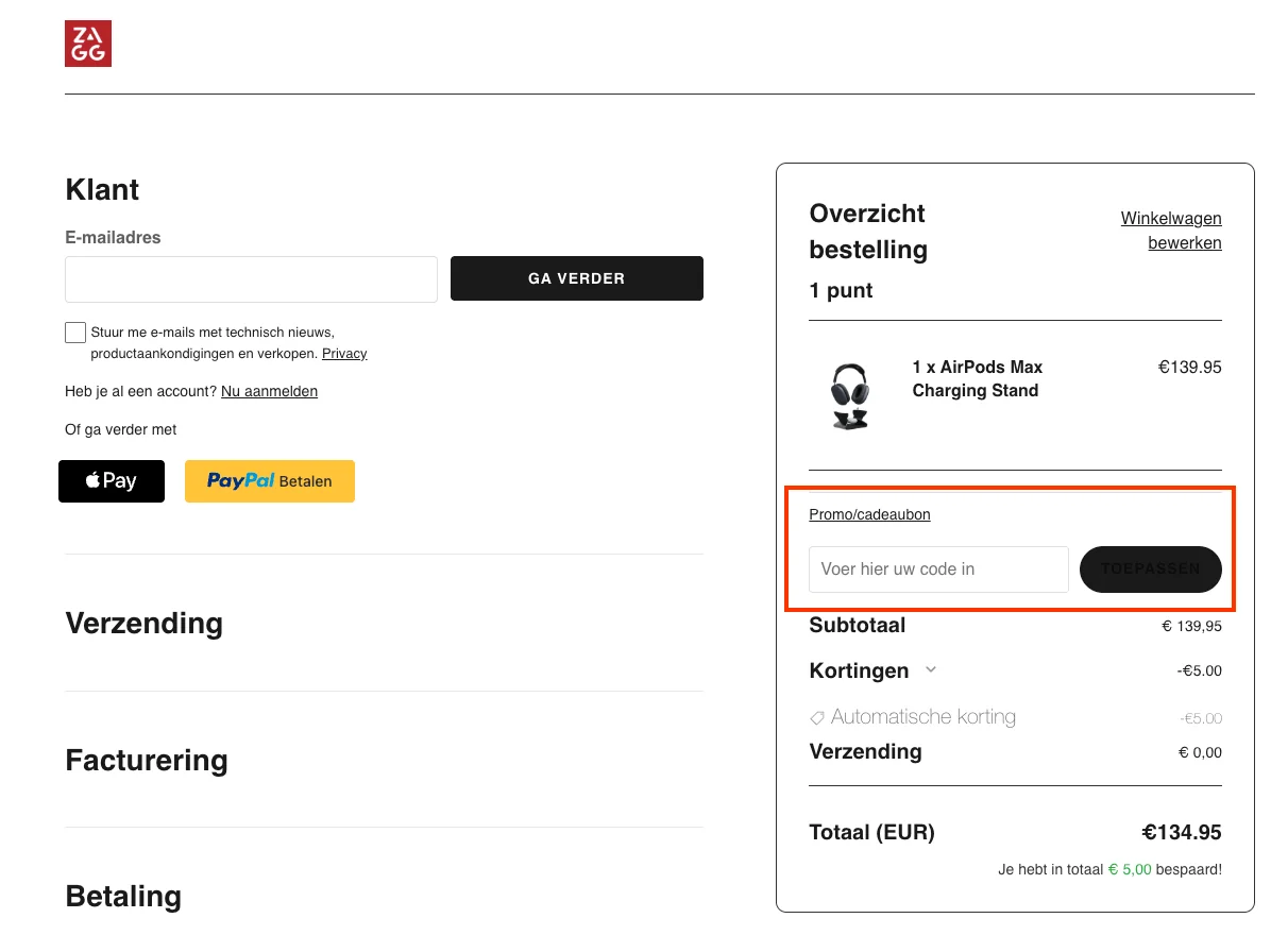 Hoe gebruik je de kortingscode - ZAGG