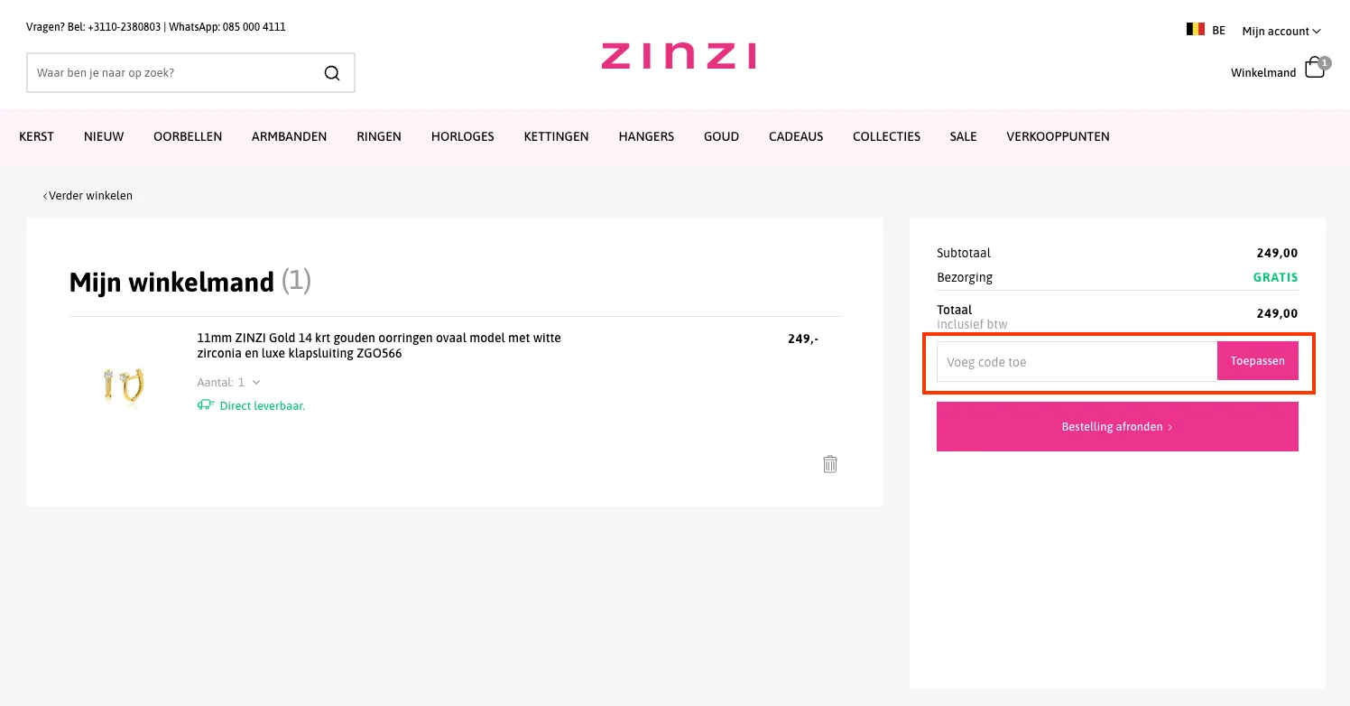 Hoe gebruik je de kortingscode - Zinzi