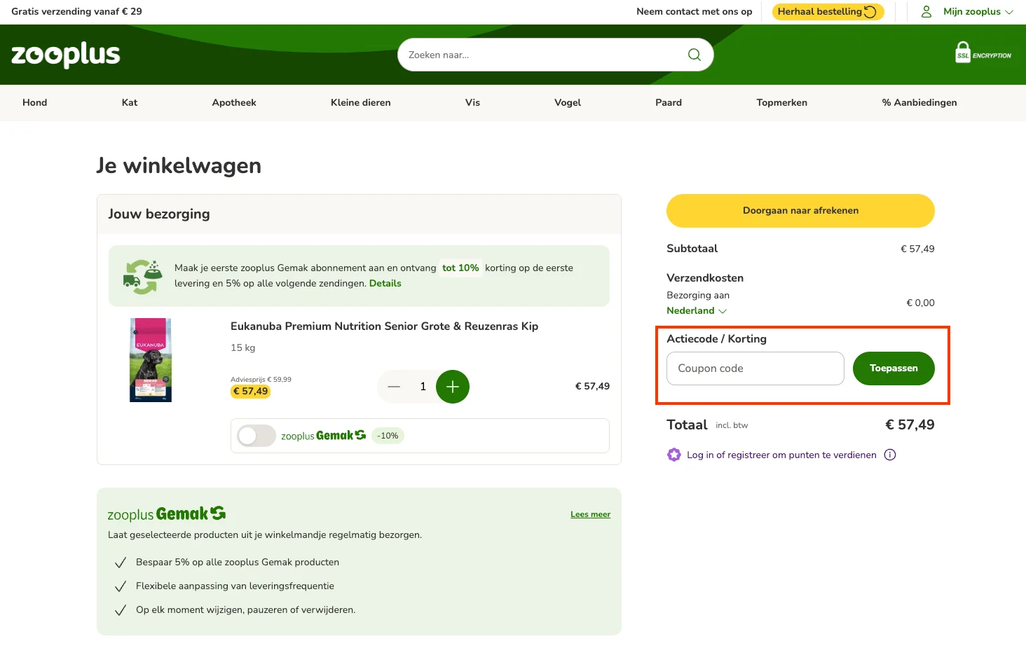 Hoe gebruik je de kortingscode - Zooplus